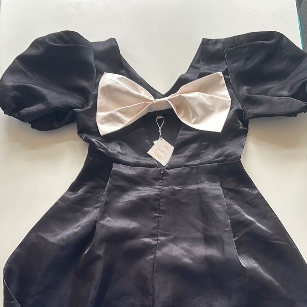 Black Dress with Cream Bow back
